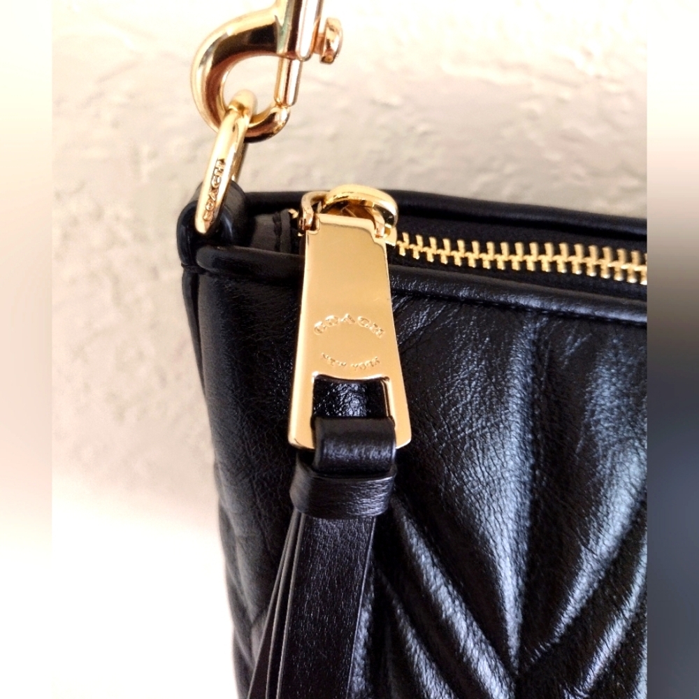 COACH Ally Satchel Black quilted Crossbody Hand Bag - Picture 4 of 15